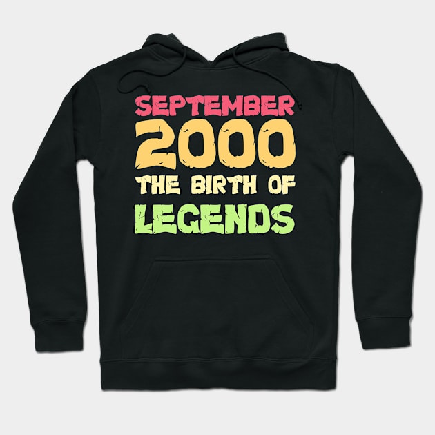 Retro September 2000 Of Legends 20 yrs old Birthday Gift T-Shirt Hoodie by JHFANART